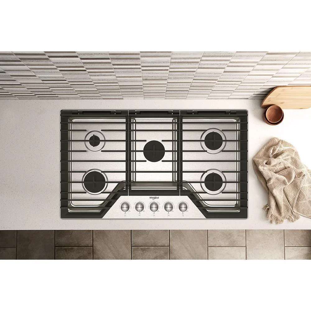 Whirlpool WCGK7036PS 36-inch Gas Cooktop with 5 Burners and EZ-2-Lift™ Hinged Cast-Iron Grates - Image 20