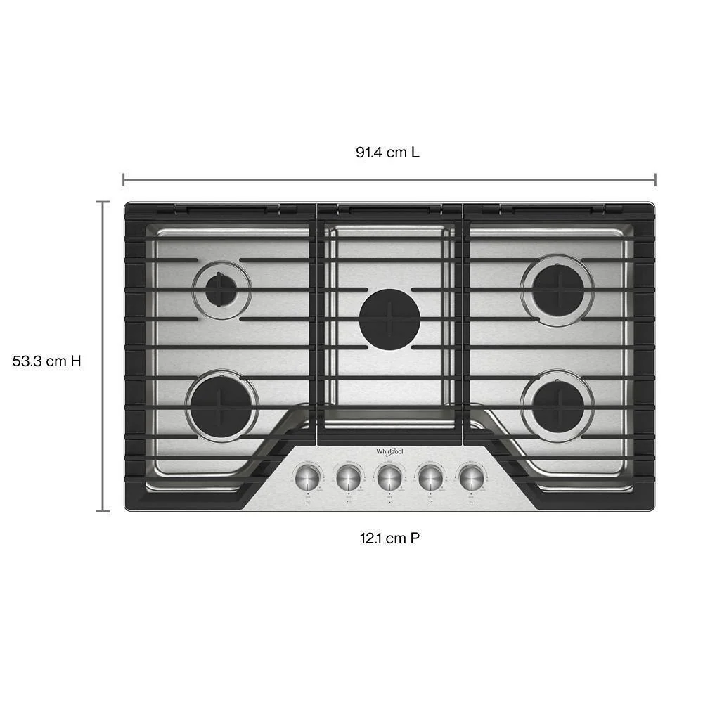 Whirlpool WCGK7036PS 36-inch Gas Cooktop with 5 Burners and EZ-2-Lift™ Hinged Cast-Iron Grates - Image 6