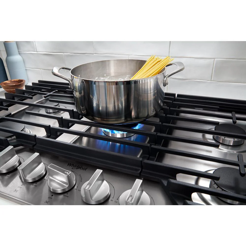 Whirlpool WCGK7036PS 36-inch Gas Cooktop with 5 Burners and EZ-2-Lift™ Hinged Cast-Iron Grates - Image 7