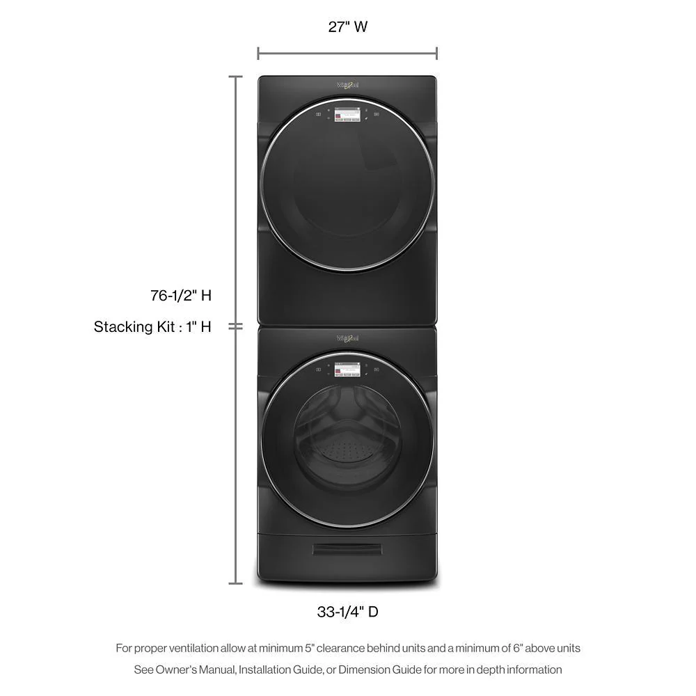 Whirlpool WED9620HBK 7.4 cu. ft. Smart Front Load Electric Dryer - Image 3