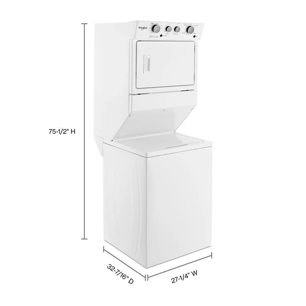 Whirlpool WET4027HW 3.5 cu.ft Electric Stacked Laundry Center 9 Wash cycles and AutoDry™ - Image 4