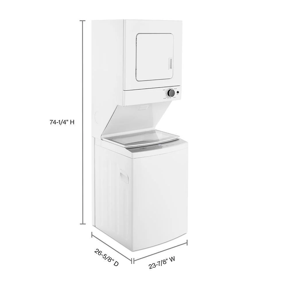 Whirlpool WET4124HW 1.6 cu.ft, 120V/20A Electric Stacked Laundry Center with 6 Wash cycles and Wrinkle Shield™ - Image 5