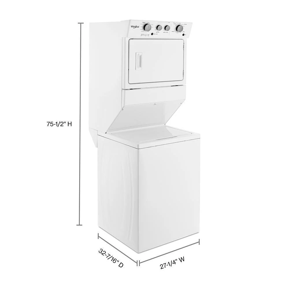 Whirlpool WGT4027HW 3.5 cu.ft Gas Stacked Laundry Center 9 Wash cycles and AutoDry™ - Image 4
