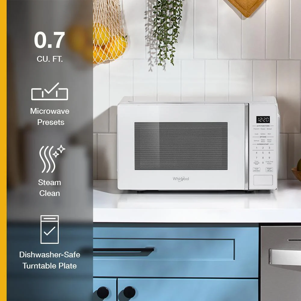Whirlpool WMCS3018RW 0.7 cu. ft. White Countertop Microwave With Steam Clean - 700 watt - Image 11