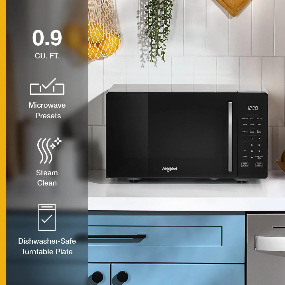 Whirlpool WMCS3019RB 0.9 cu. ft. Black Countertop Microwave With Steam Clean - 900 watt - Image 32
