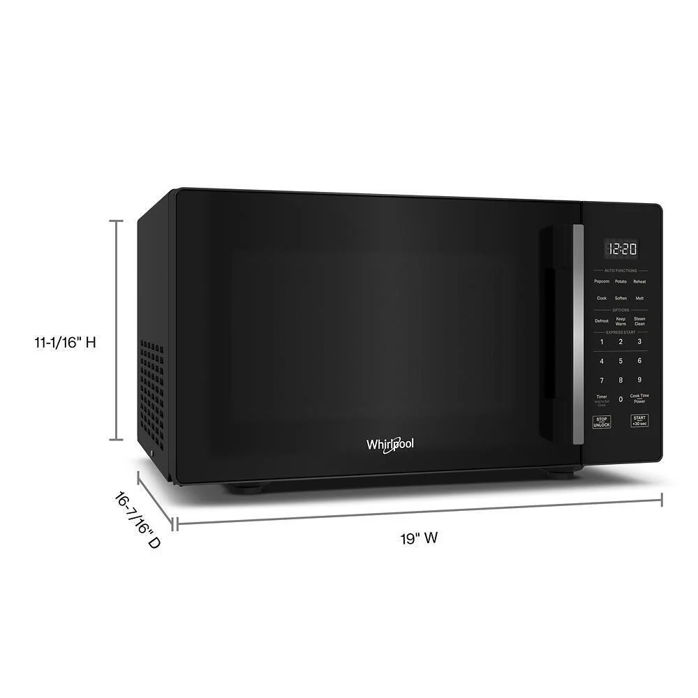 Whirlpool WMCS3019RB 0.9 cu. ft. Black Countertop Microwave With Steam Clean - 900 watt - Image 8