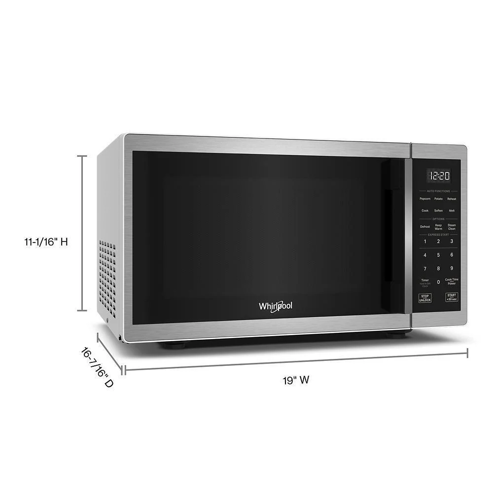 Whirlpool WMCS3019RS 0.9 cu. ft. Stainless Steel Countertop Microwave With Steam Clean - 900 watt - Image 7