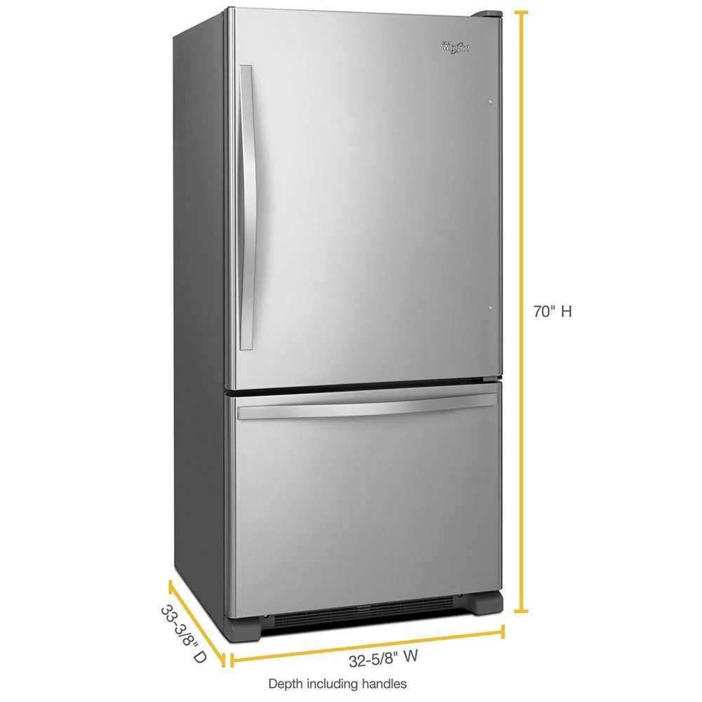 Whirlpool WRB322DMBM 33-inches wide Bottom-Freezer Refrigerator with SpillGuard™ Glass Shelves - 22 cu. ft - Image 3