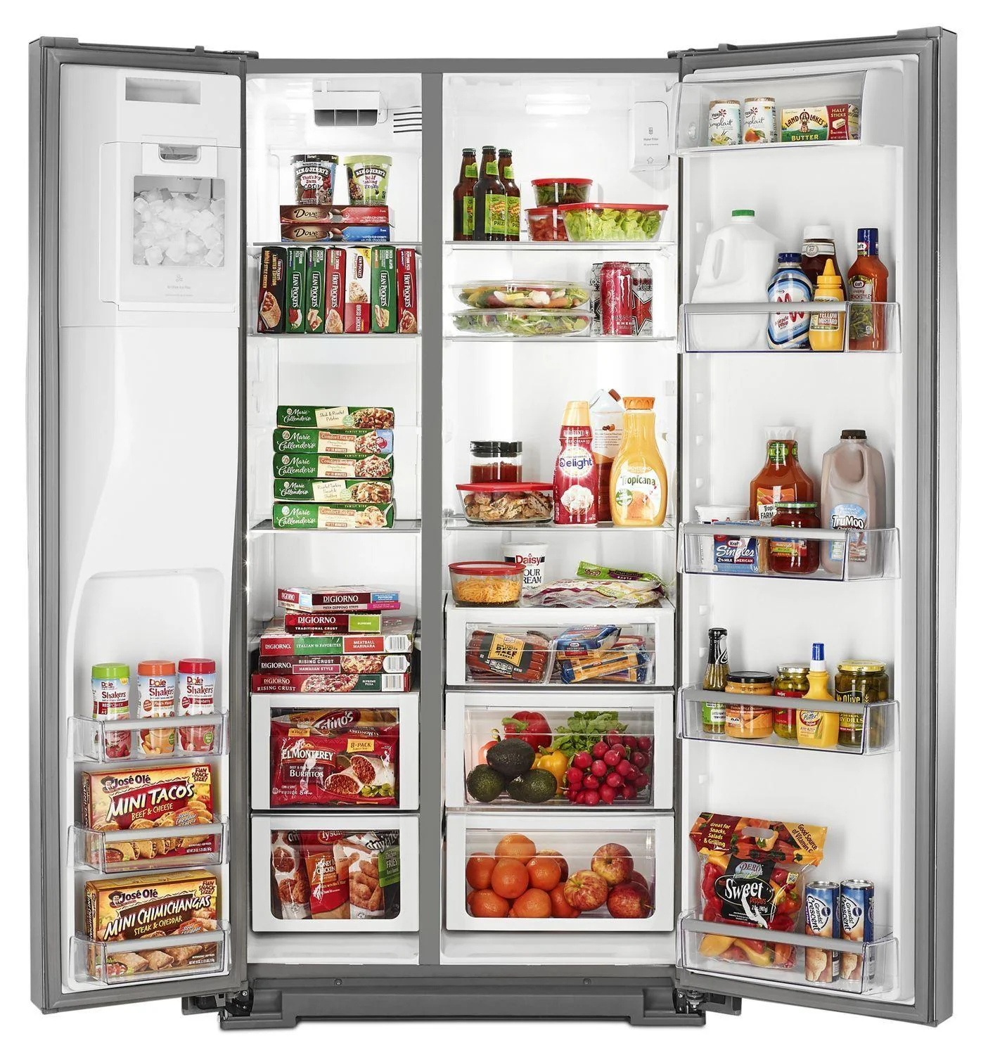 Whirlpool WRS970CIDM 36-inch Wide Side-by-Side Counter Depth Refrigerator with StoreRight Dual Cooling System - 20 cu. ft. Monochromatic Stainless Steel - Image 3