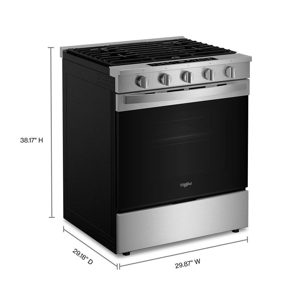 Whirlpool WSGS7530RZ 30-inch Smart Slide In Gas Range with Air Cooking Technology, No Preheat Air Fry, Steam/Self Clean and High Speed Preheat - Image 2
