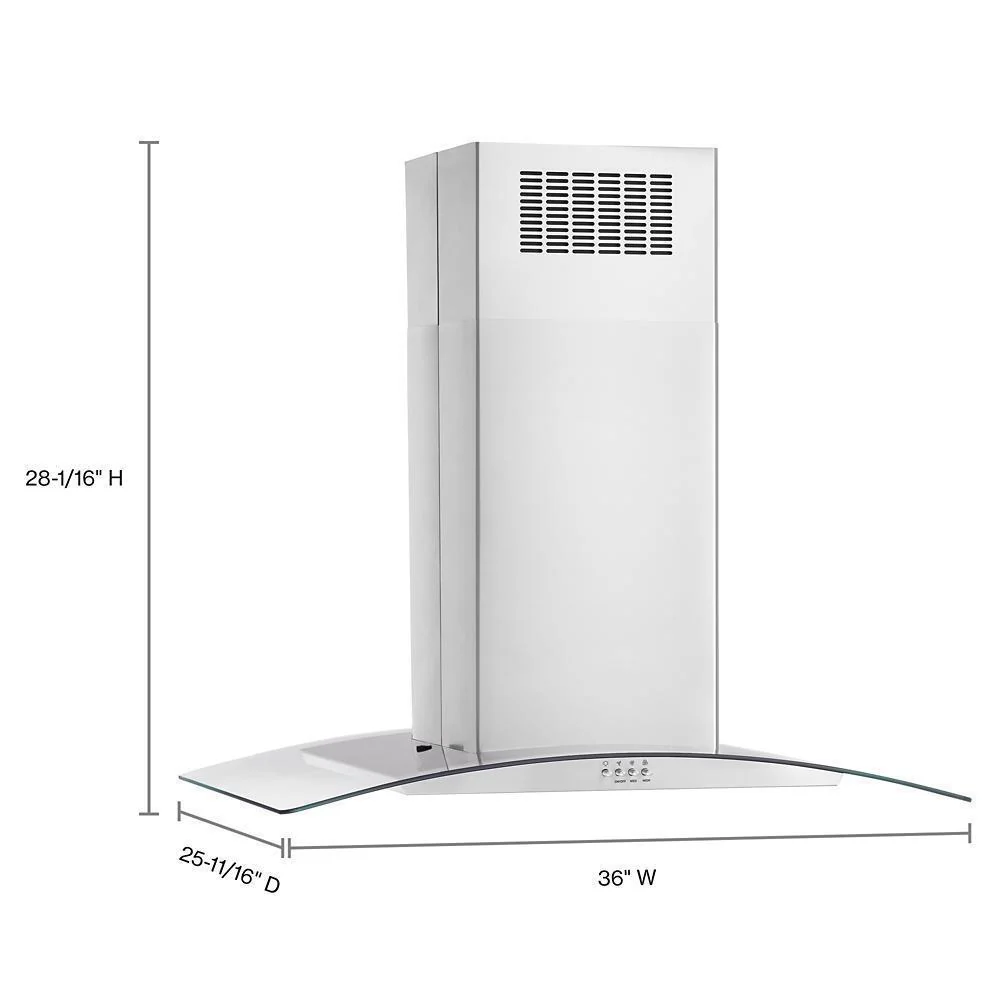 Whirlpool WVI51UC6LS 36" Curved Glass Island Mount Range Hood - Image 8