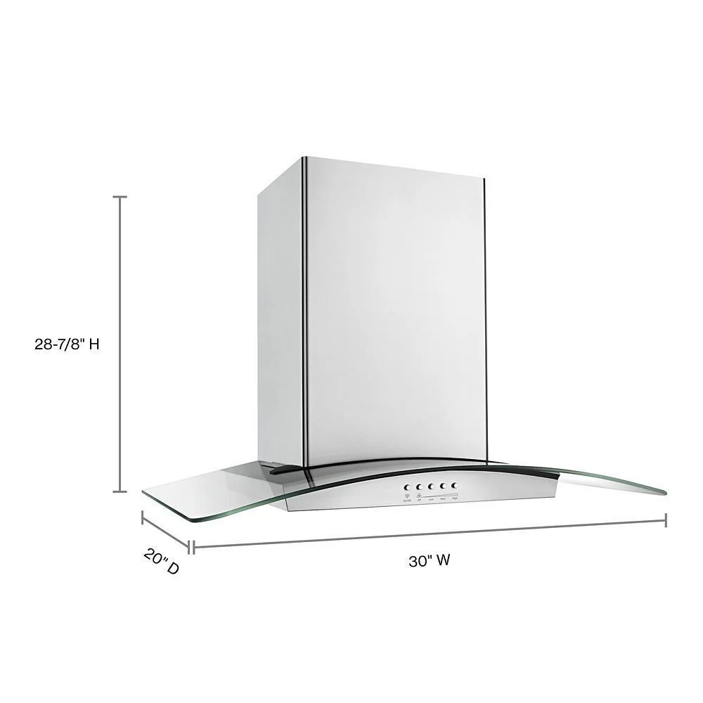 Whirlpool WVW75UC0DS 30" Modern Glass Wall Mount Range Hood - Image 7