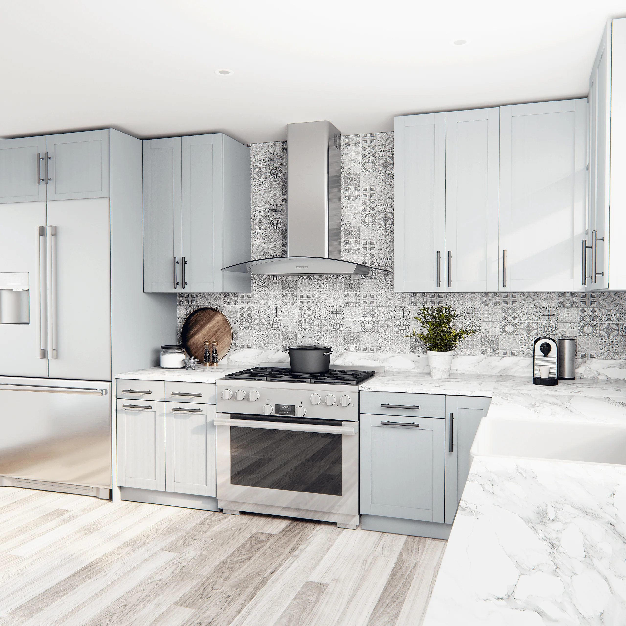 Zephyr BMIE36CG Brisas Curved Glass Chim. Wall, 36" G, 600 CFM, ACT, LED - Image 4