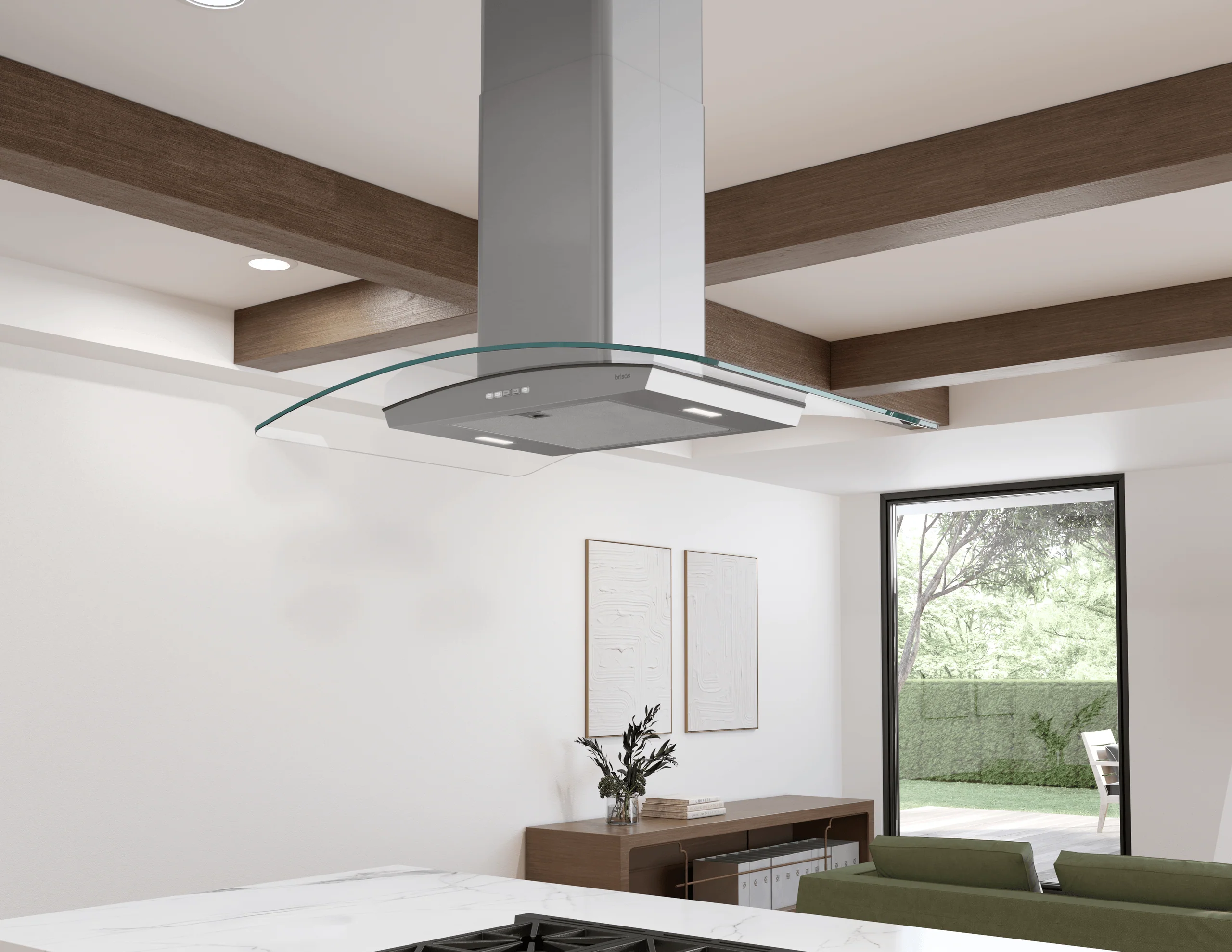 Zephyr BMLE36CG Brisas Curved Glass Island, 36" G, ACT, LED - Image 4
