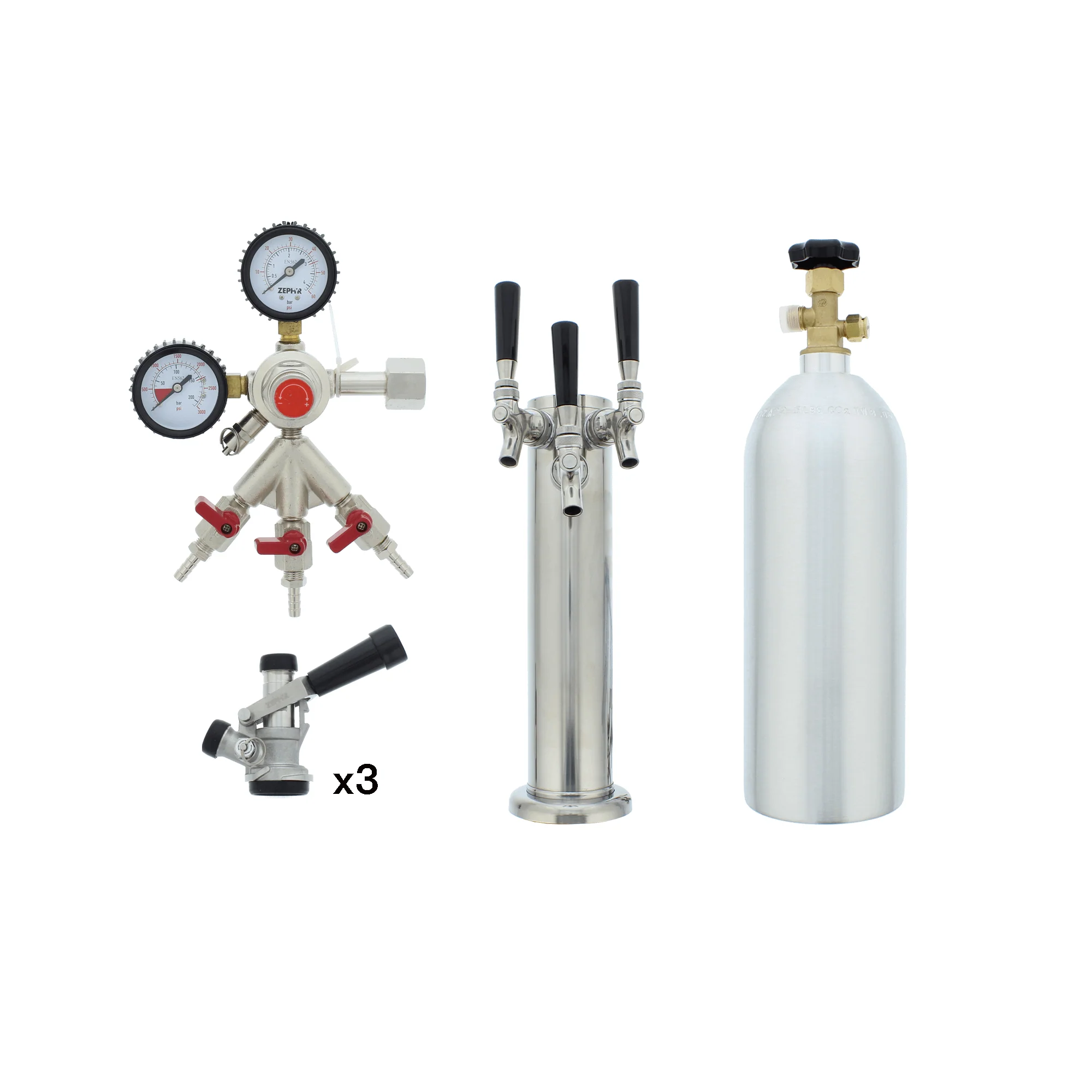 PRKFK03SSC Presrv Kegerator Triple Tap Kit, SS, CO2 - Image 2