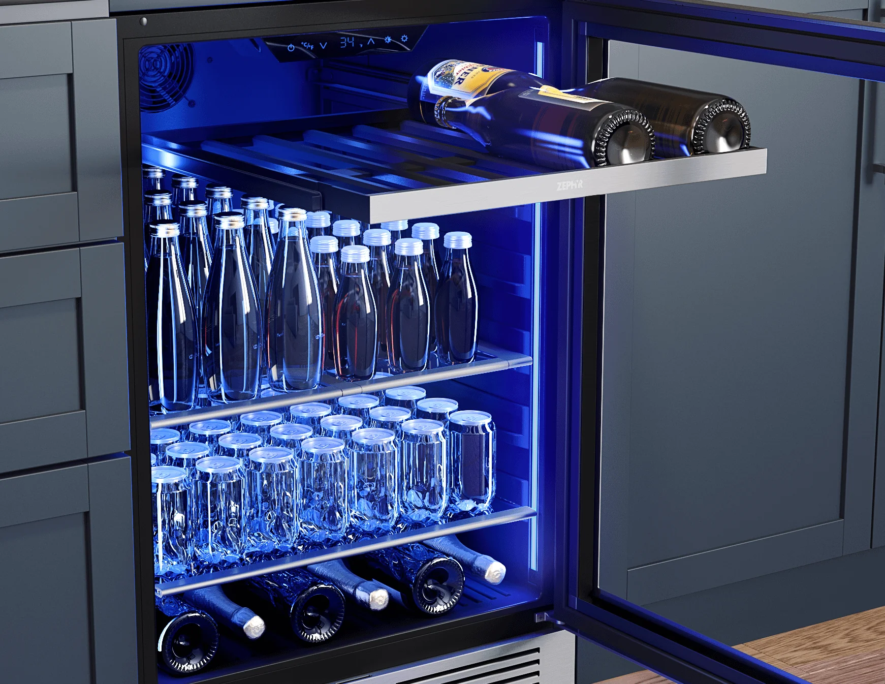 Zephyr PRPB24C01BG Presrv Pro Beverage Cooler, 24in Under Cabinet, SS+Glass, Reverse Door, 1 Zone - Image 21
