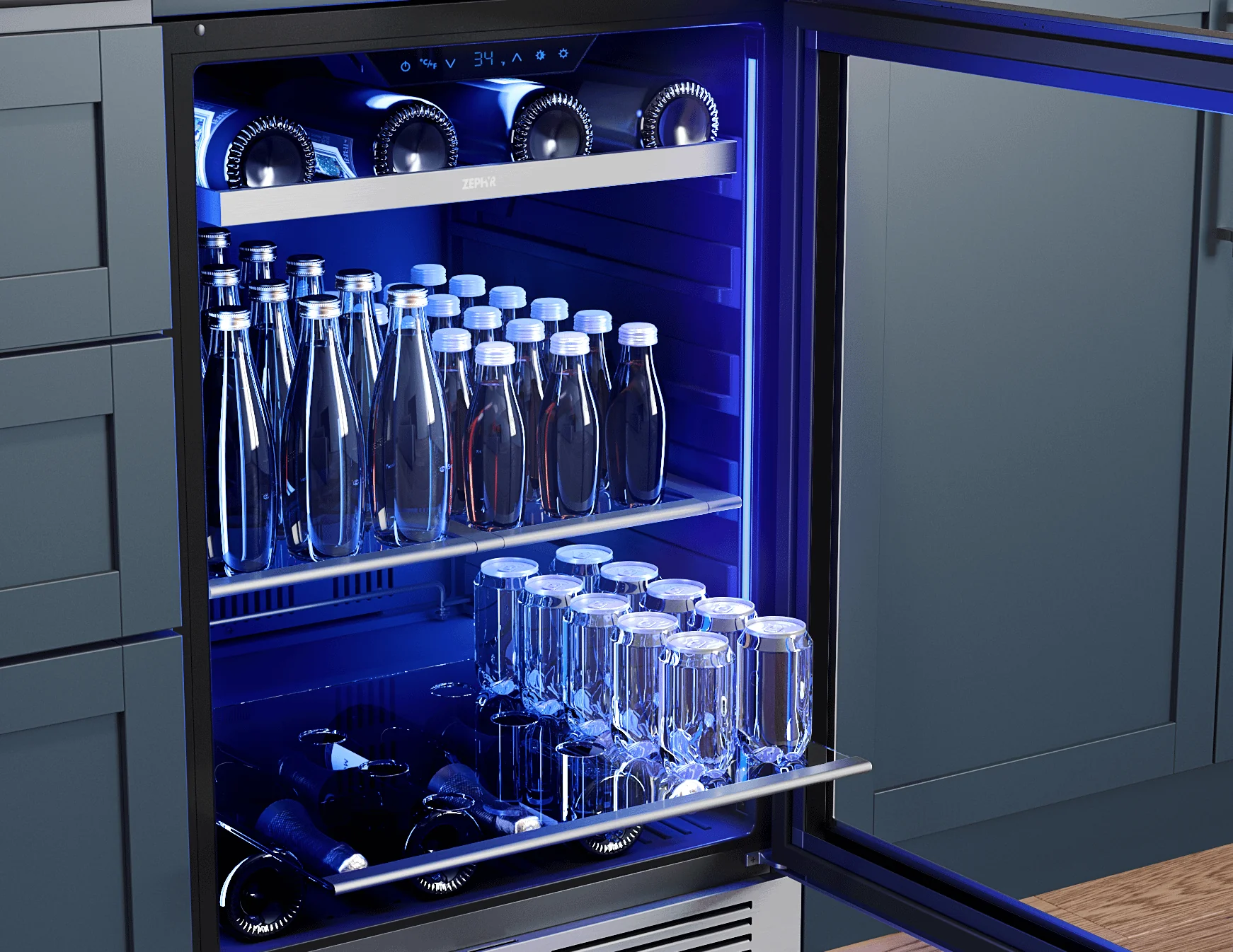Zephyr PRPB24C01BG Presrv Pro Beverage Cooler, 24in Under Cabinet, SS+Glass, Reverse Door, 1 Zone - Image 22