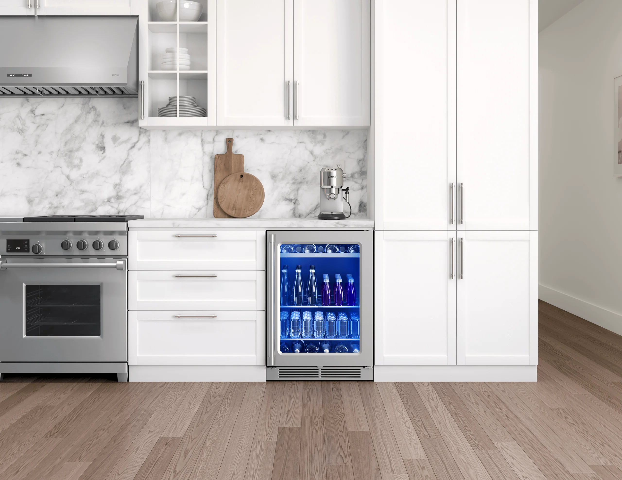 Zephyr PRPB24C01BG Presrv Pro Beverage Cooler, 24in Under Cabinet, SS+Glass, Reverse Door, 1 Zone - Image 4