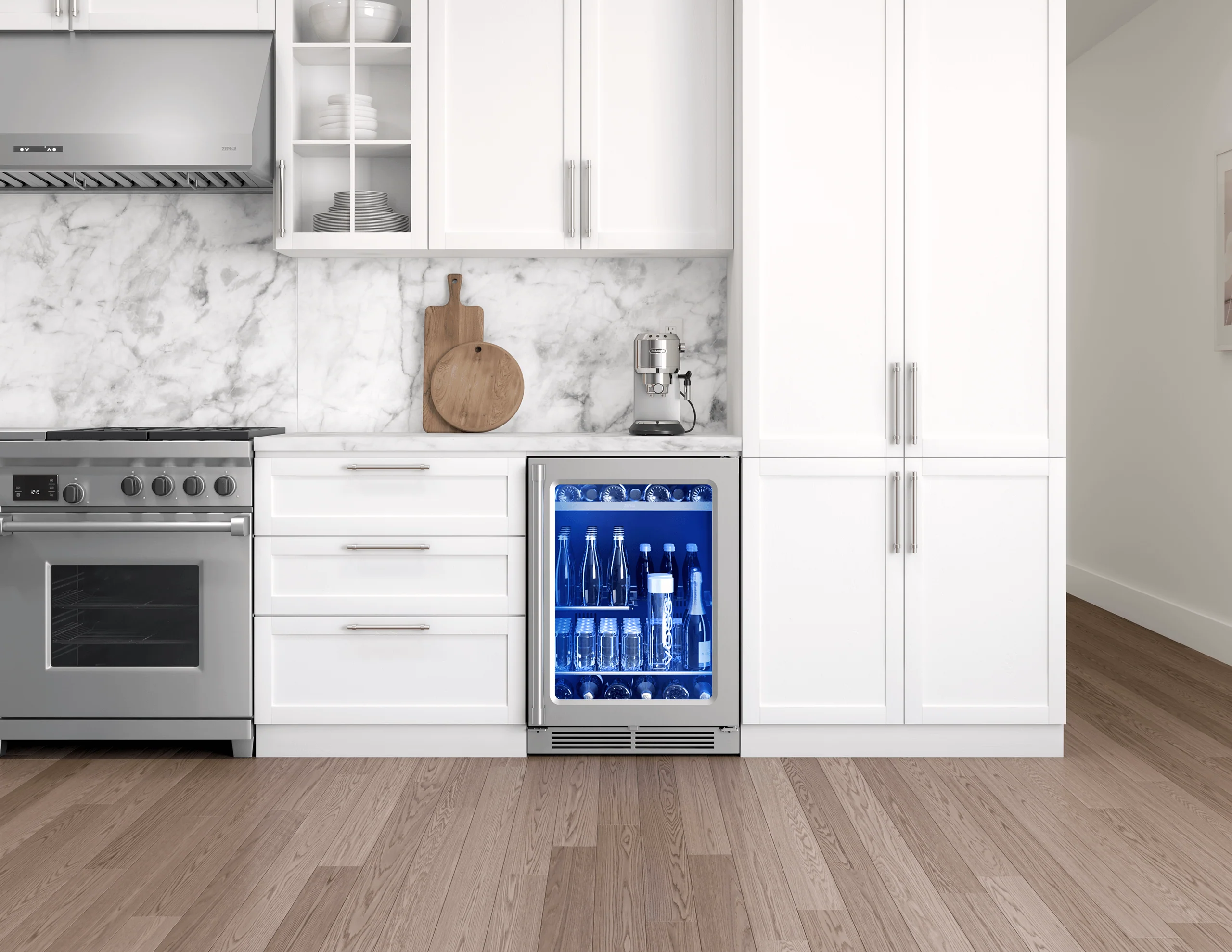Zephyr PRPB24C01BG Presrv Pro Beverage Cooler, 24in Under Cabinet, SS+Glass, Reverse Door, 1 Zone - Image 5