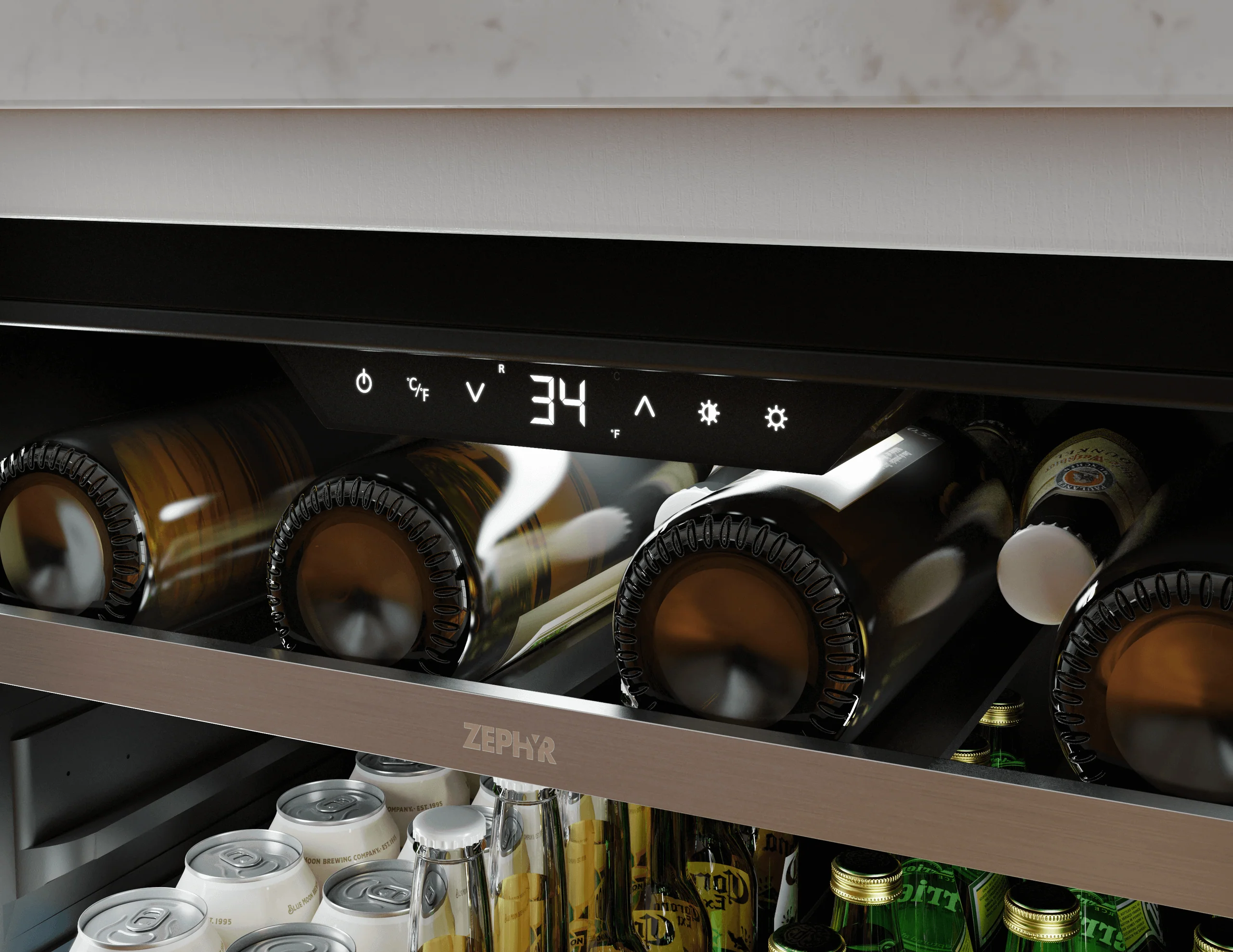 Zephyr PRPB24C01CG Presrv Pro Beverage Cooler, 24in Under Cabinet, SS+Glass, Reverse Door, 1 Zone - Image 11