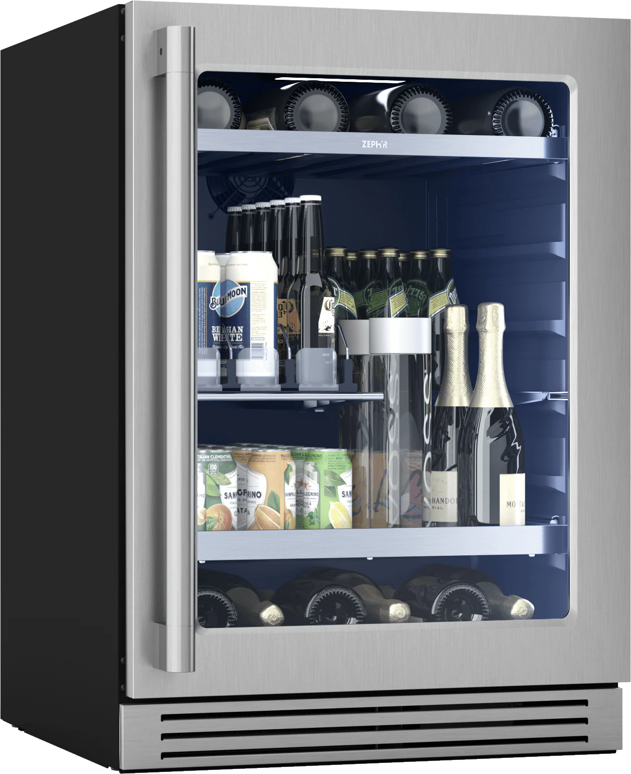 Zephyr PRPB24C01CG Presrv Pro Beverage Cooler, 24in Under Cabinet, SS+Glass, Reverse Door, 1 Zone - Image 2