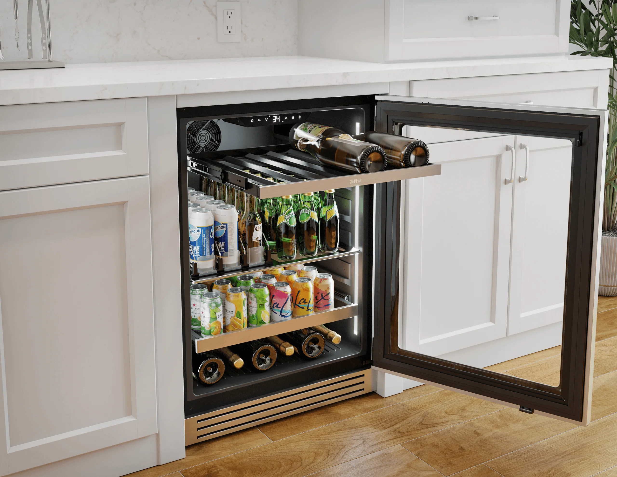 Zephyr PRPB24C01CG Presrv Pro Beverage Cooler, 24in Under Cabinet, SS+Glass, Reverse Door, 1 Zone - Image 7