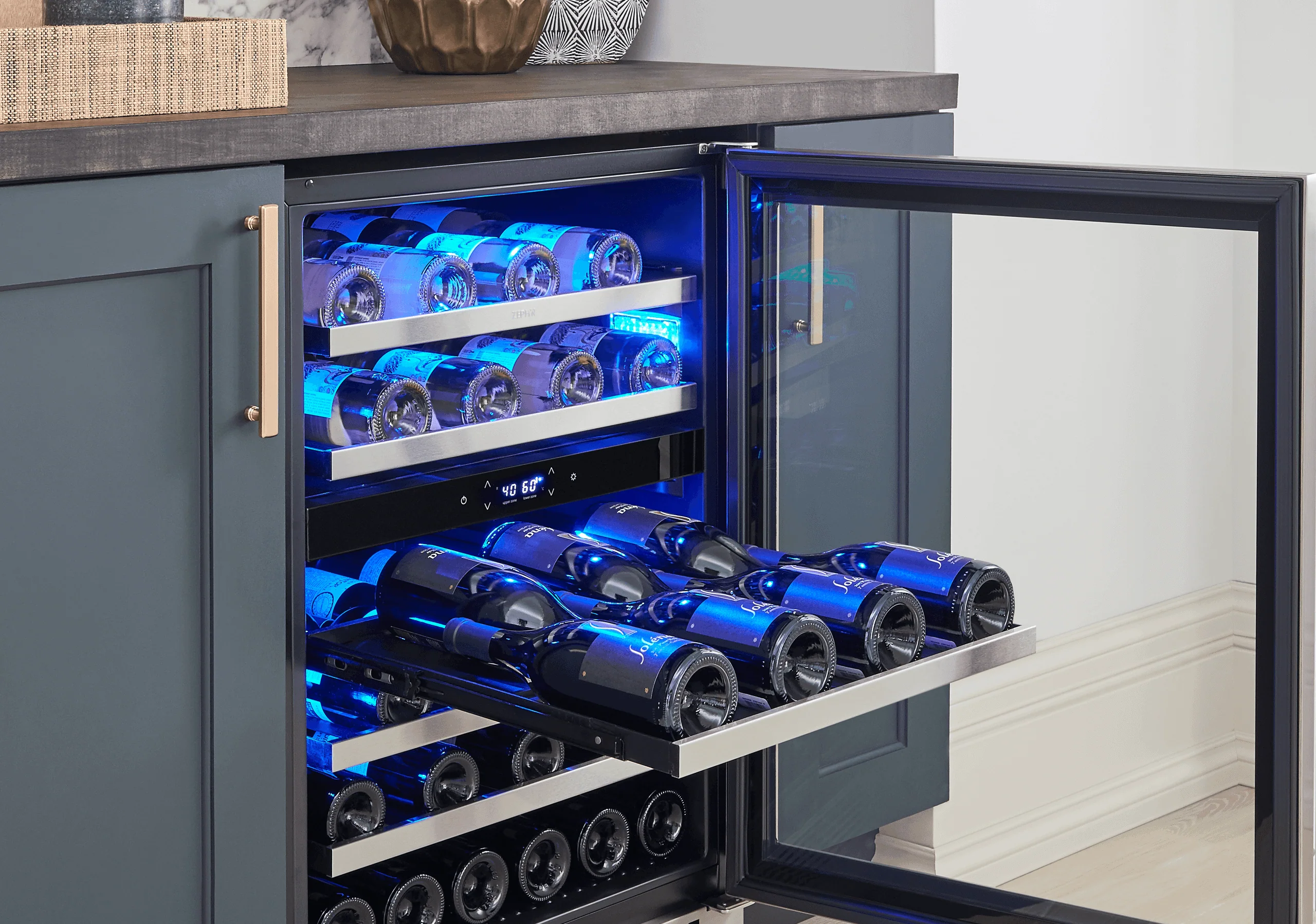 Zephyr PRPW24C02AG Presrv Pro Wine Cooler, 24in Under Cabinet, SS+Glass, Reverse Door, 2 Zone - Image 12