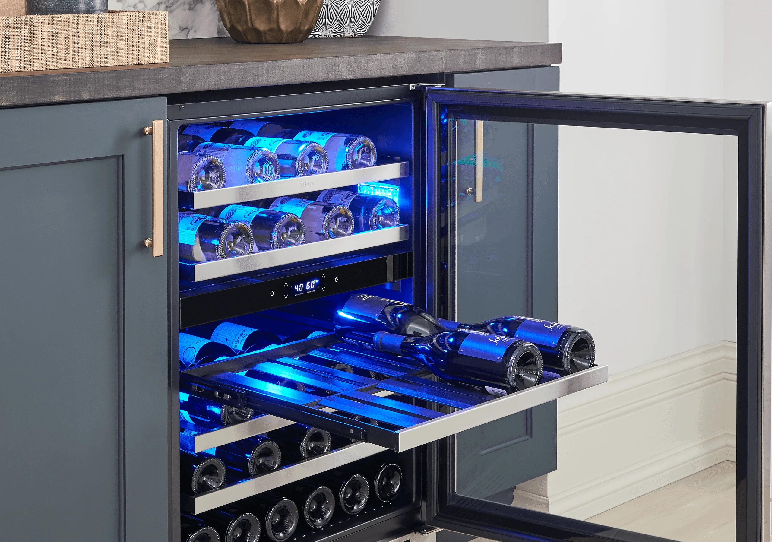 Zephyr PRPW24C02AG Presrv Pro Wine Cooler, 24in Under Cabinet, SS+Glass, Reverse Door, 2 Zone - Image 13