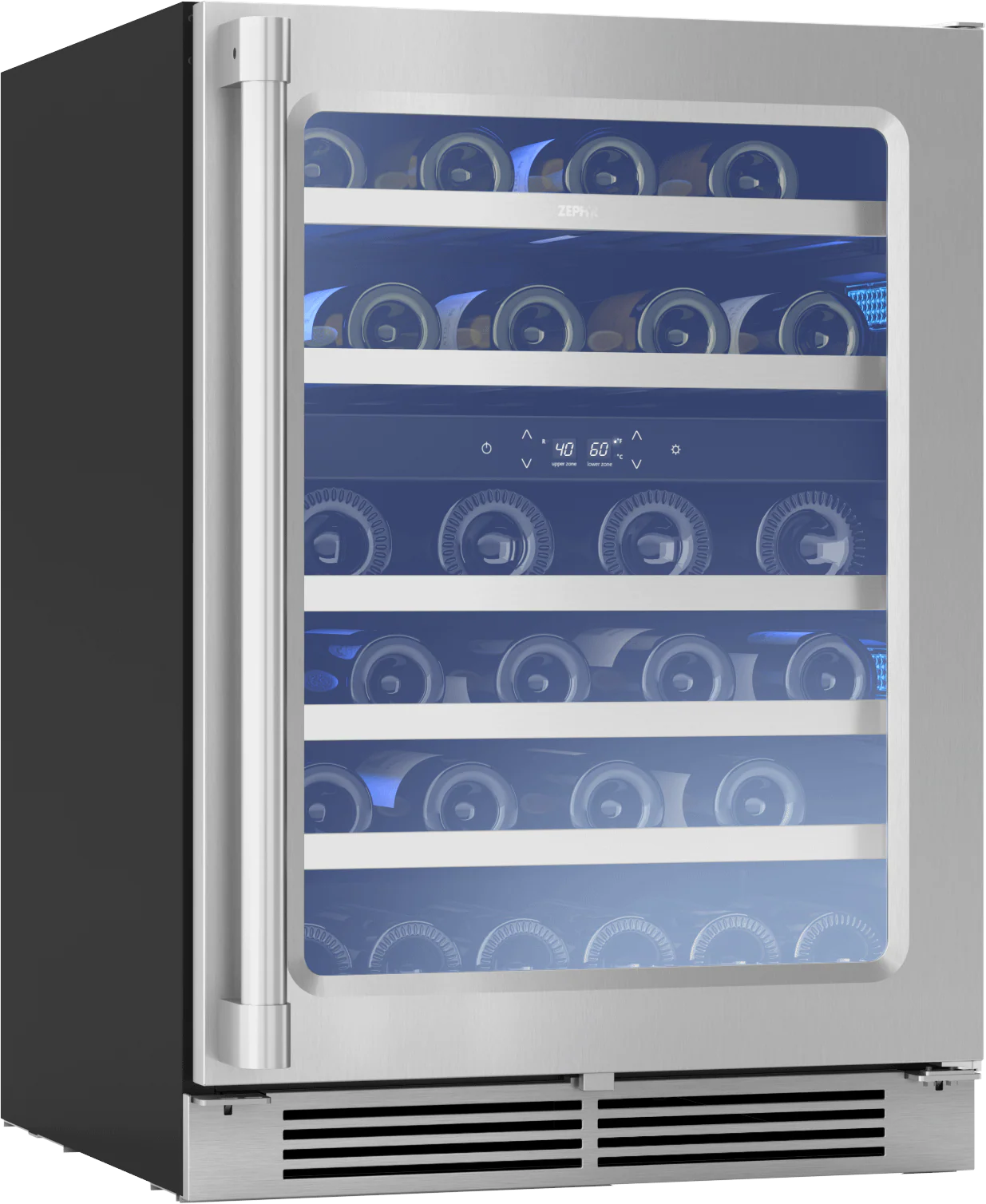 Zephyr PRPW24C02AG Presrv Pro Wine Cooler, 24in Under Cabinet, SS+Glass, Reverse Door, 2 Zone - Image 2