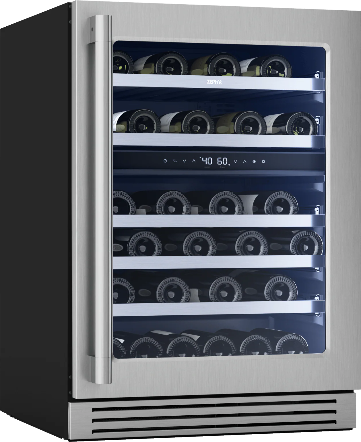Zephyr PRPW24C02CG Presrv Pro Wine Cooler, 24in Under Cabinet, SS+Glass, Reverse Door, 2 Zone - Image 2