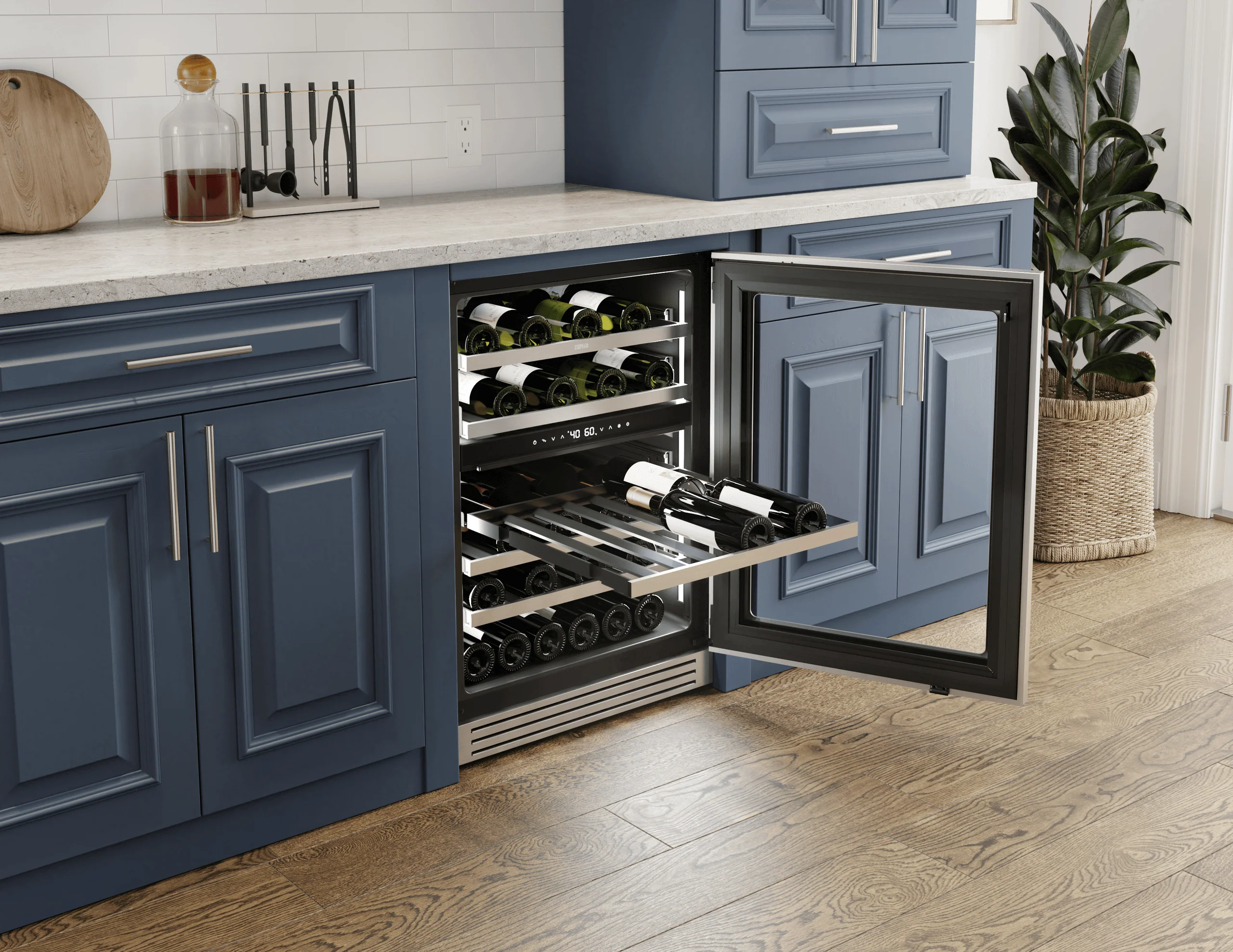 Zephyr PRPW24C02CG Presrv Pro Wine Cooler, 24in Under Cabinet, SS+Glass, Reverse Door, 2 Zone - Image 7