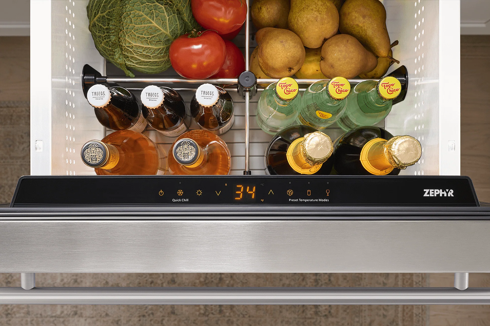 Zephyr PRRD24C1AS Presrv Refrigerator Drawers, 24in Compact, SS, 1 Zone - Image 8