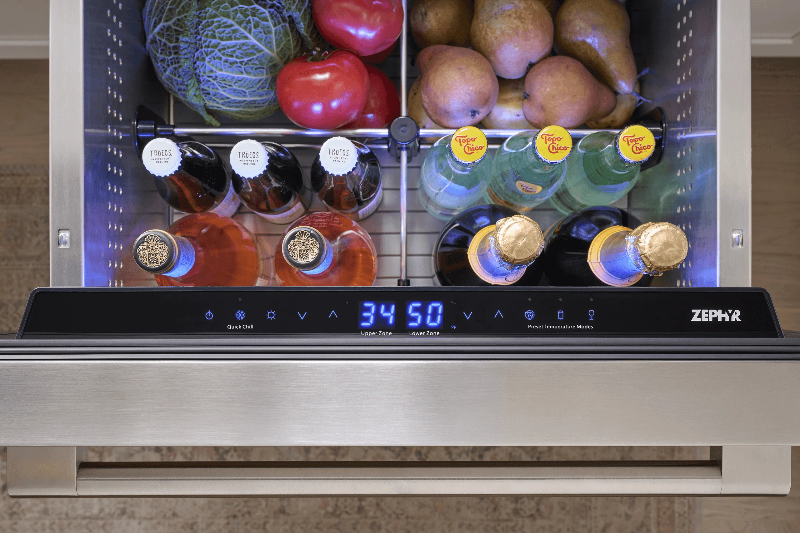 Zephyr PRRD24C2AS Presrv Refrigerator Drawers, 24in Compact, SS, 2 Zone - Image 16