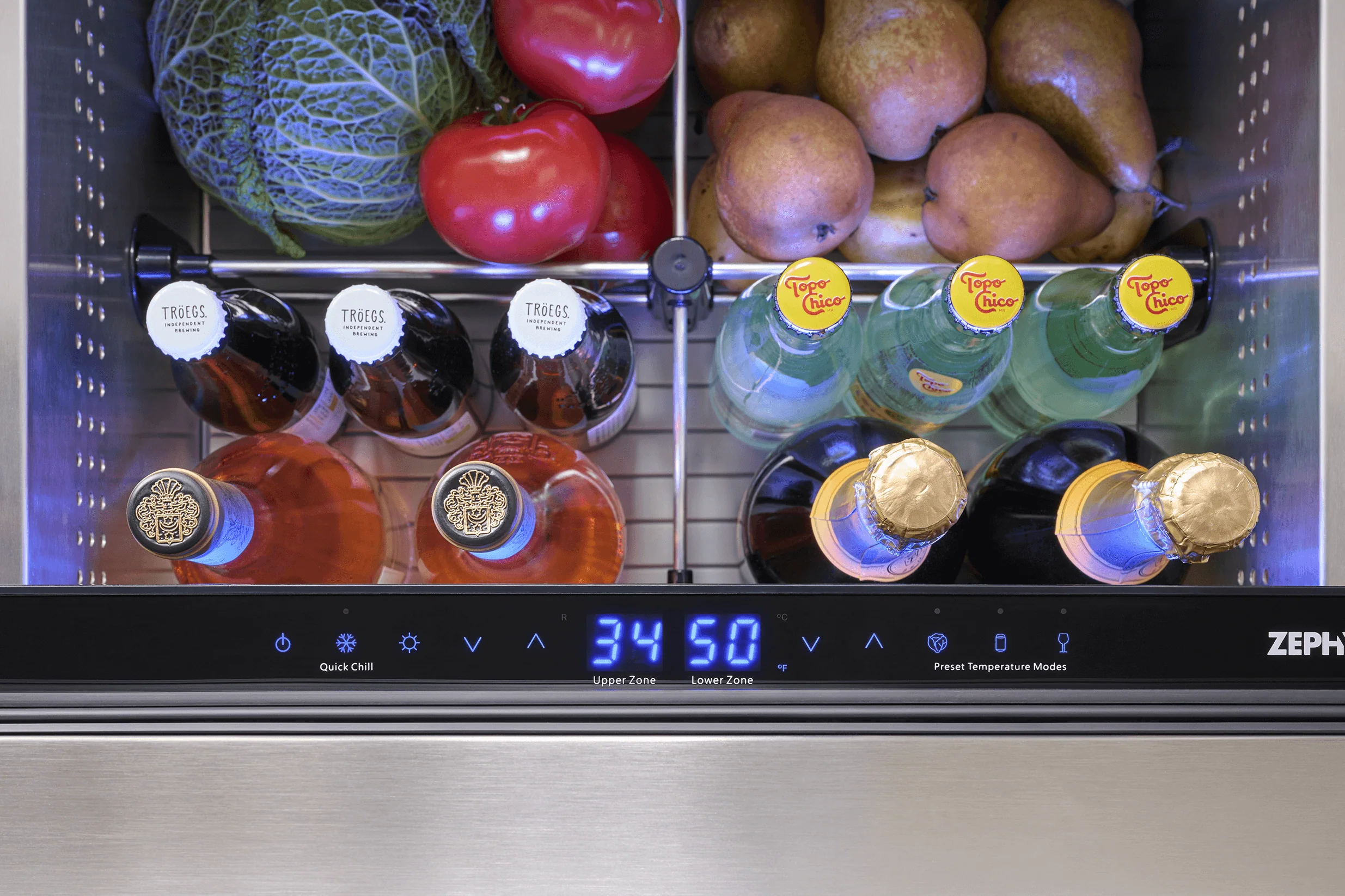 Zephyr PRRD24C2ASOD Presrv Refrigerator Drawers, 24in Compact, Outdoor, SS, 2 Zone - Image 14