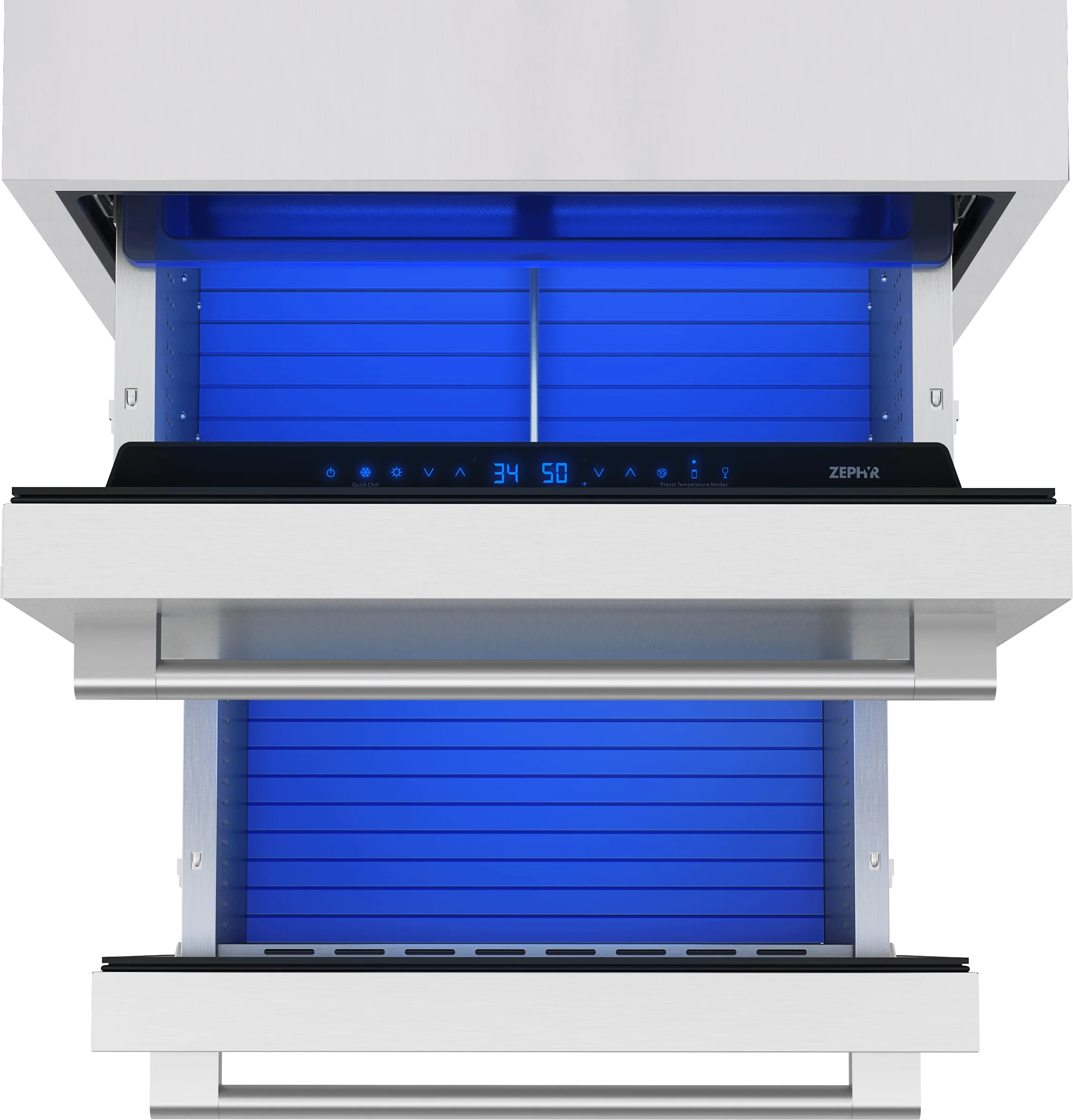 Zephyr PRRD24C2ASOD Presrv Refrigerator Drawers, 24in Compact, Outdoor, SS, 2 Zone - Image 3