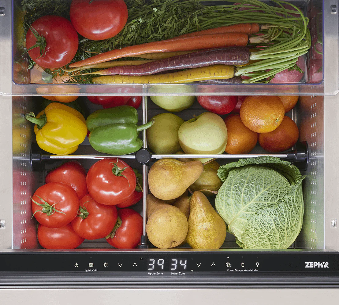 Zephyr PRRD24C2ASOD Presrv Refrigerator Drawers, 24in Compact, Outdoor, SS, 2 Zone - Image 9