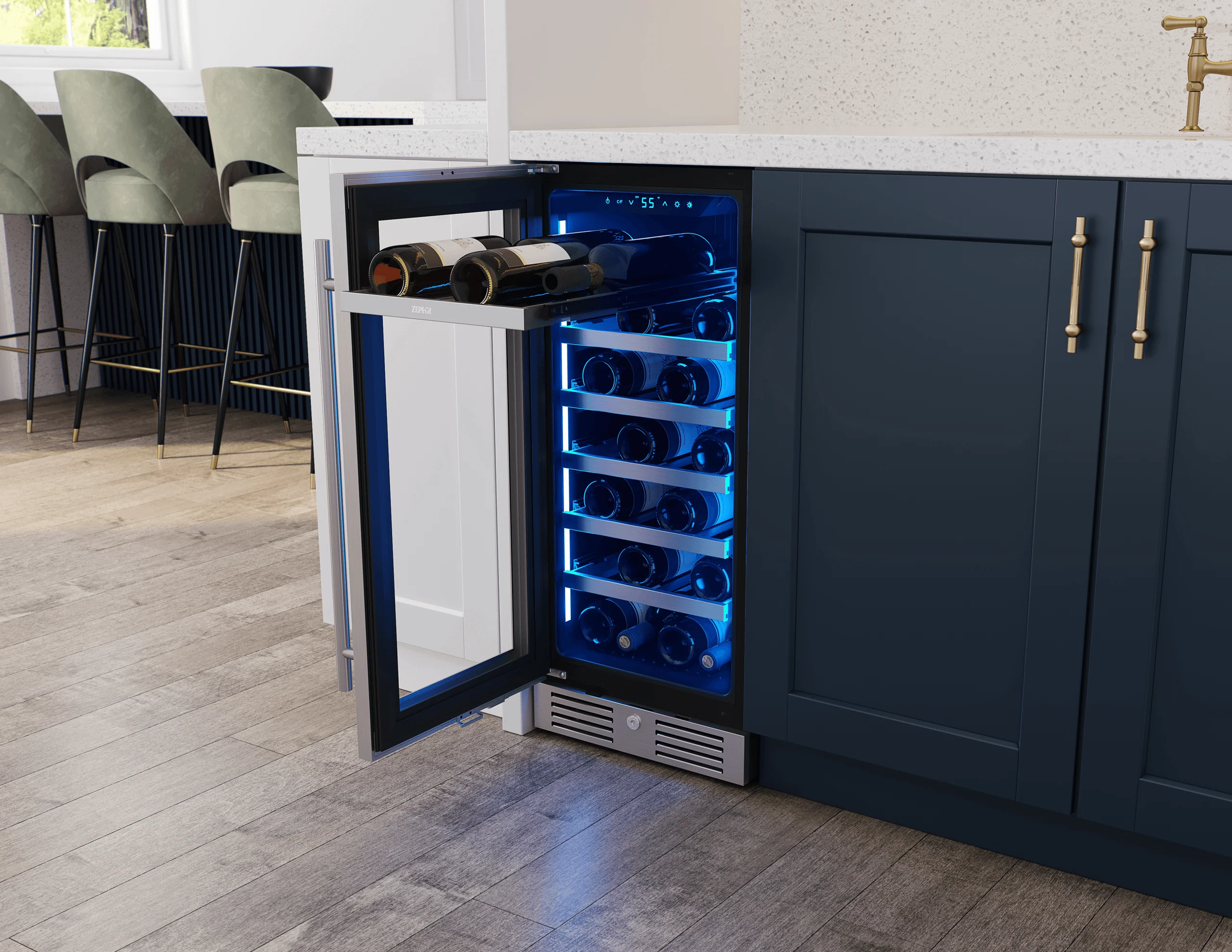 Zephyr PRW15C01CG Presrv Wine Cooler, 15in UC, SS+Gls, Rvs Door, 1Z - Image 5