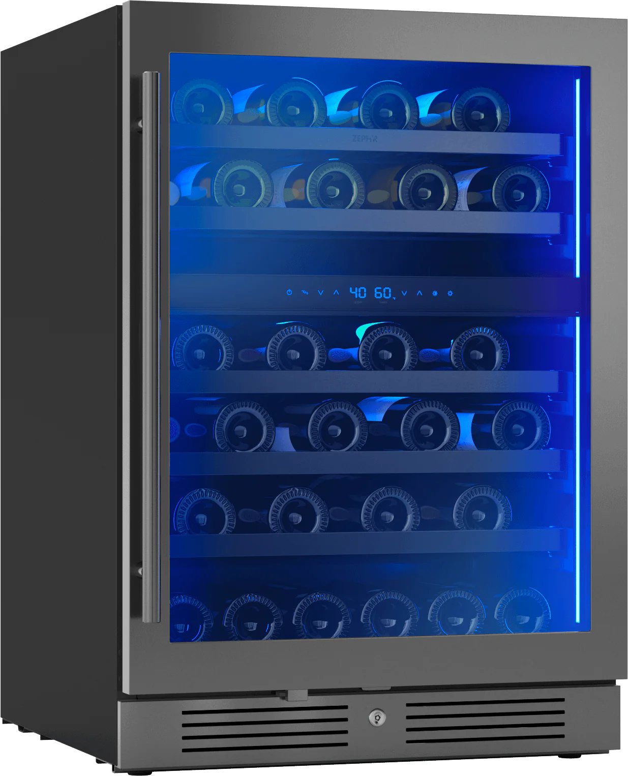 Zephyr PRW24C02CBSG Presrv Wine Cooler, 24in UC, Blk SS+Gls,Rvs Dr, 2Z - Image 2