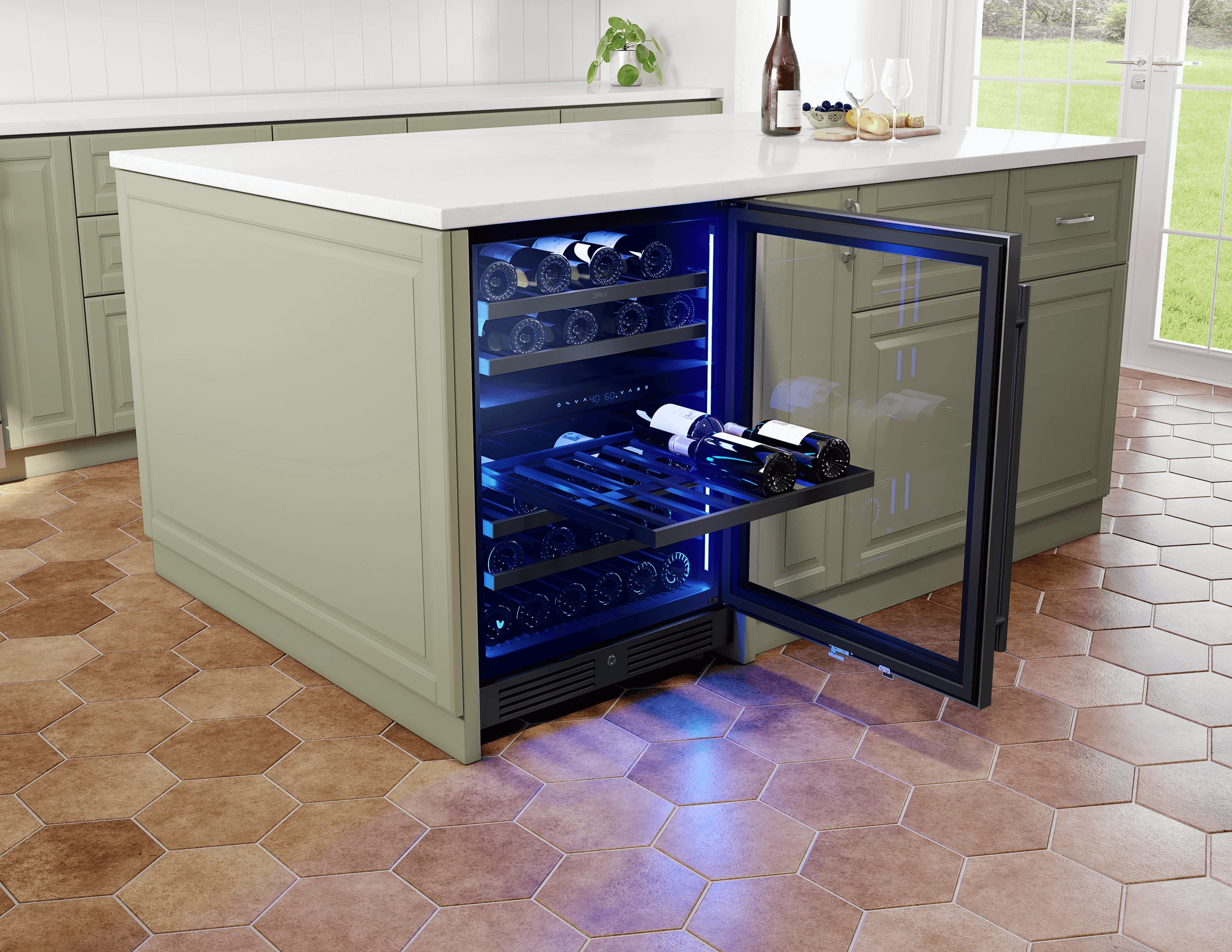 Zephyr PRW24C02CBSG Presrv Wine Cooler, 24in UC, Blk SS+Gls,Rvs Dr, 2Z - Image 4