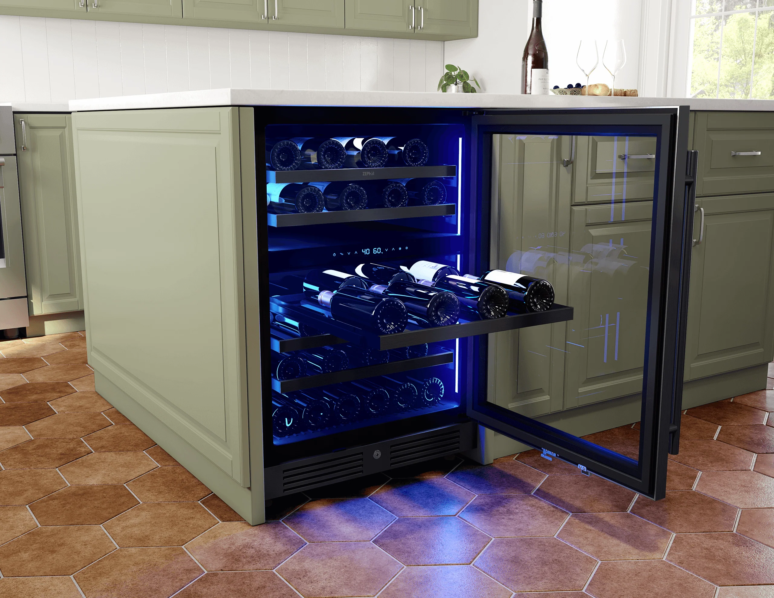 Zephyr PRW24C02CBSG Presrv Wine Cooler, 24in UC, Blk SS+Gls,Rvs Dr, 2Z - Image 6