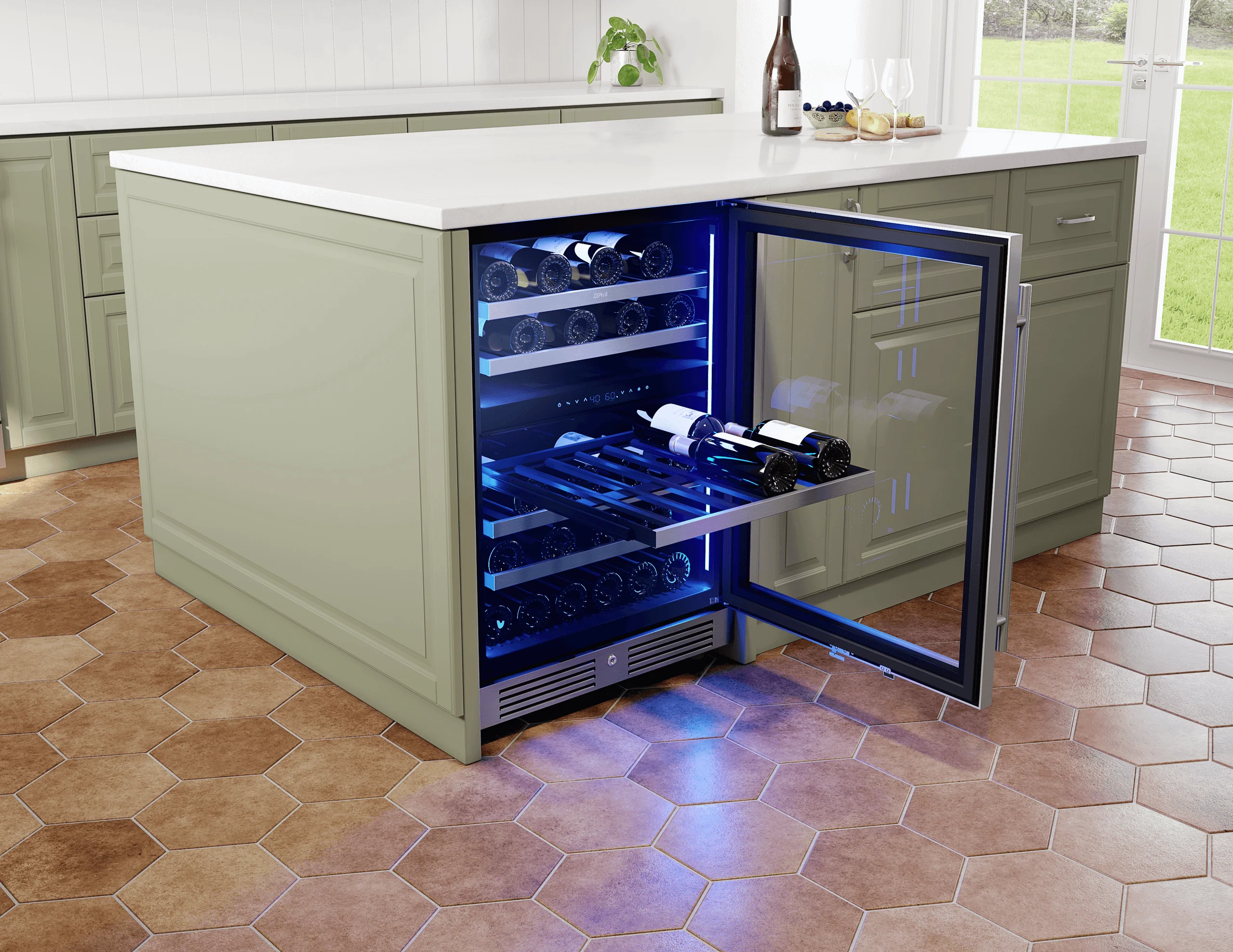 Zephyr PRW24C02CG Presrv Wine Cooler, 24in UC, SS+Gls, Rvs Door, 2Z - Image 4