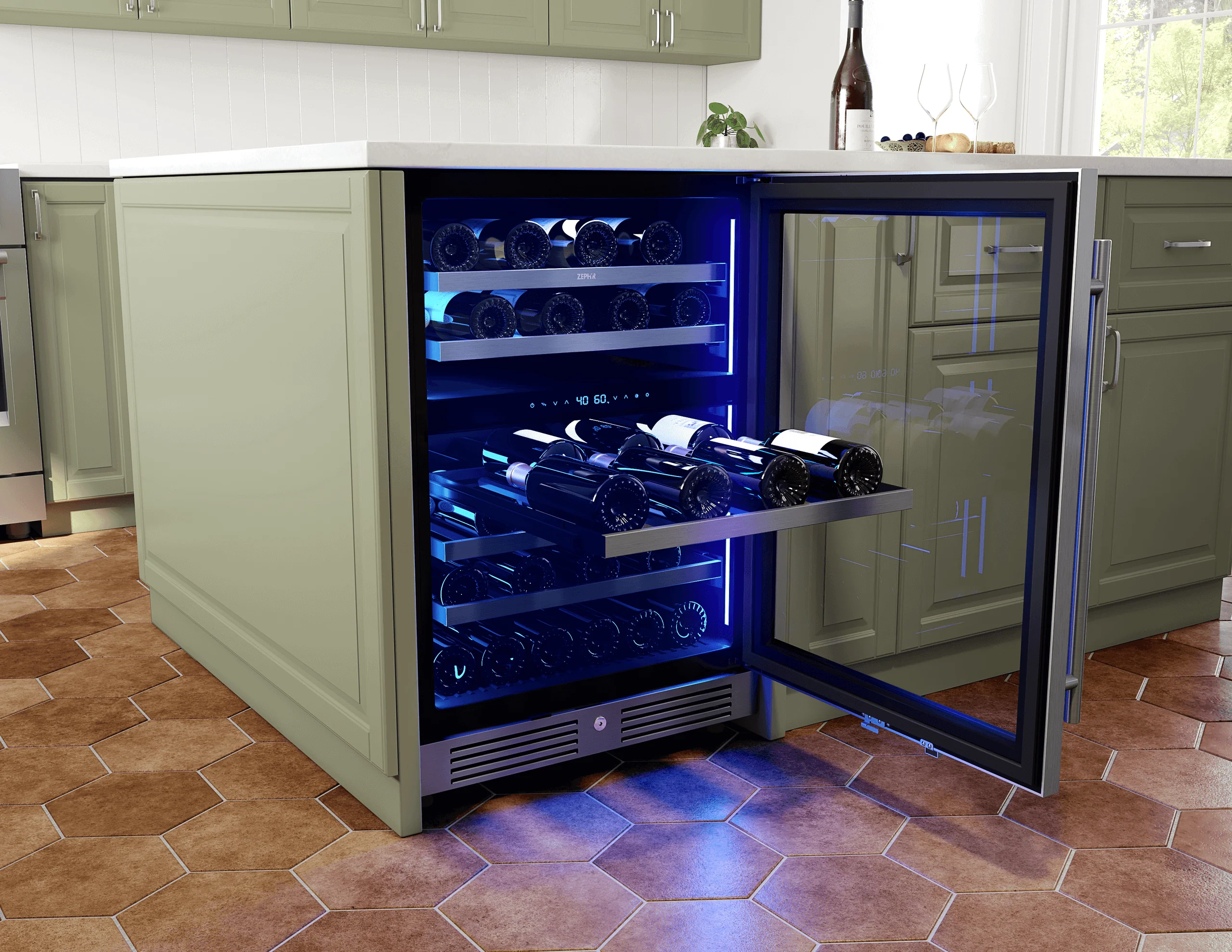 Zephyr PRW24C02CG Presrv Wine Cooler, 24in UC, SS+Gls, Rvs Door, 2Z - Image 6