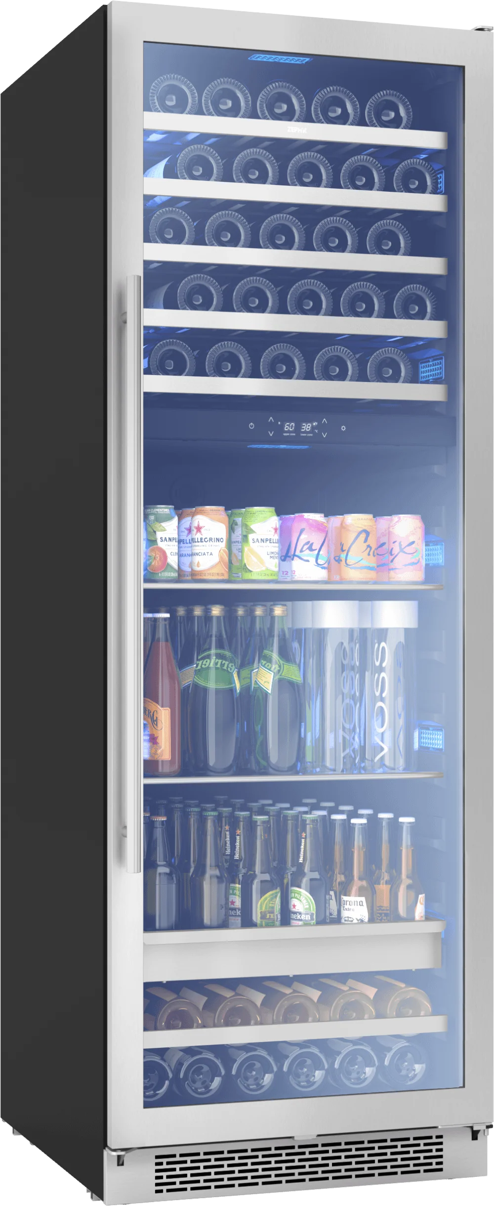 Zephyr PRWB24F02AG Presrv Wine and Beverage Cooler, 24in, Full Size, SS+Glass, Reversible Door, 2 Zones - Image 2