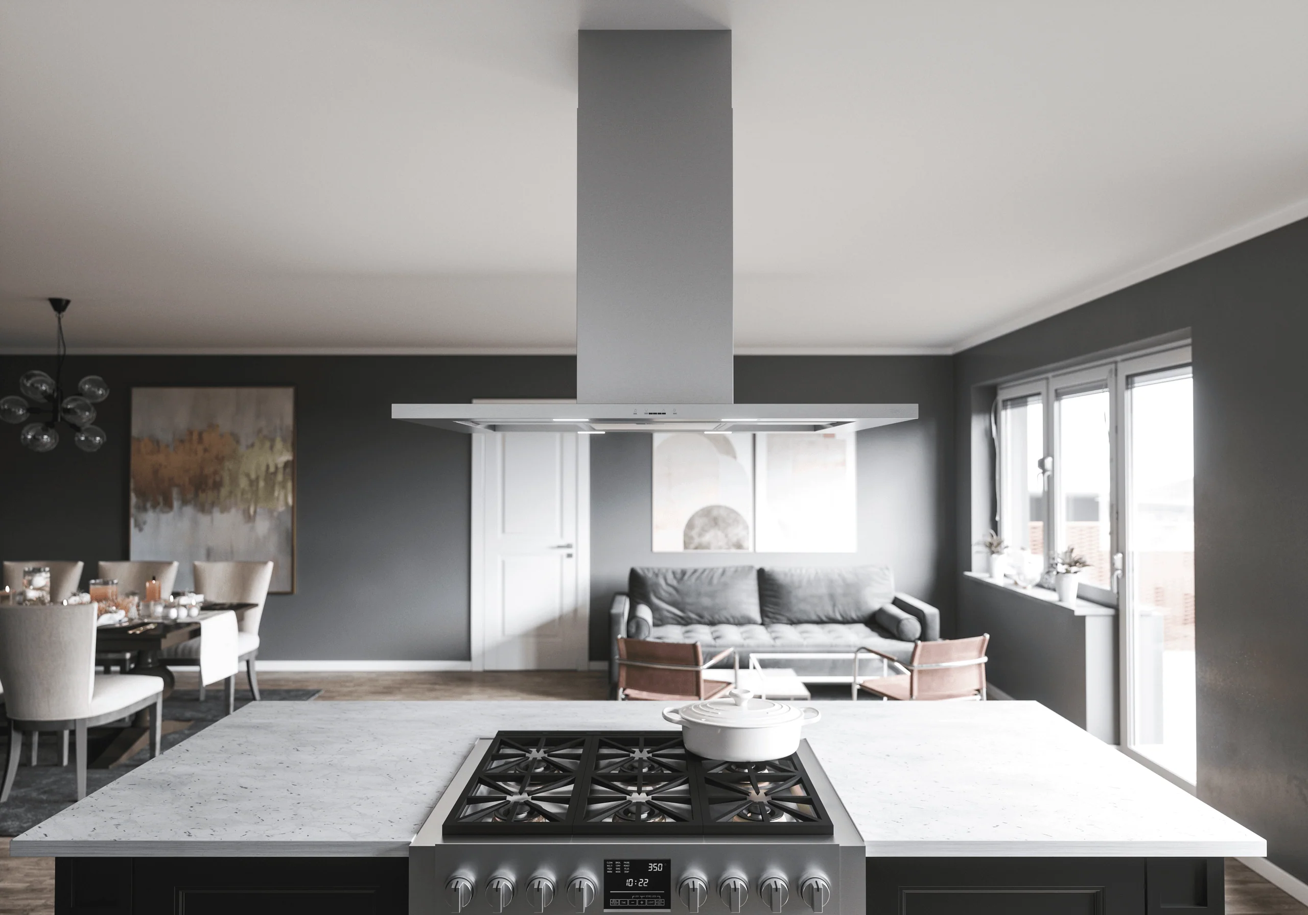 Zephyr ZMDE42BS Modena, Island, 42in, SS+Glass, LED, ACT - Image 4