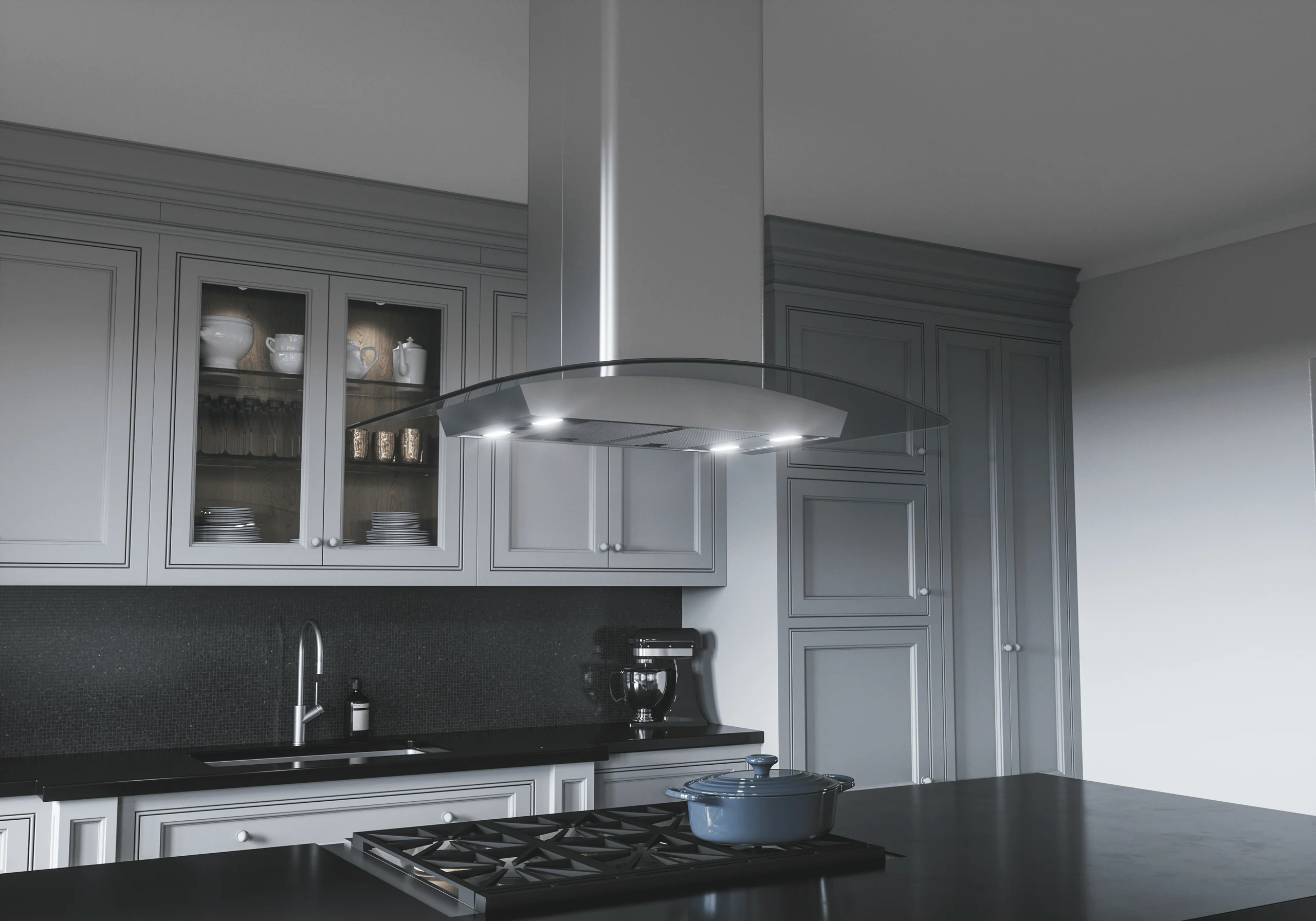 Zephyr ZMLE42CG Milano Connect Island, 42in, SS+Glass, LED, ACT - Image 6