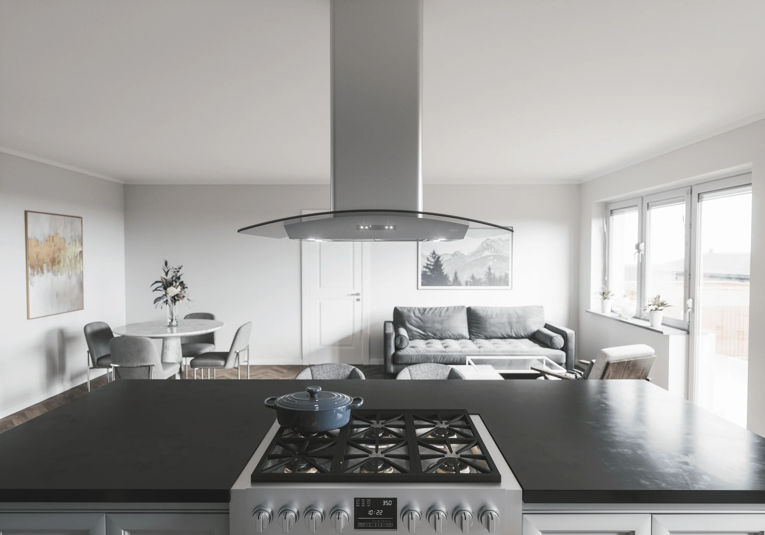 Zephyr ZMLM90CG Milano Connect Island, 90cm, SS+Glass, LED, ACT - Image 3