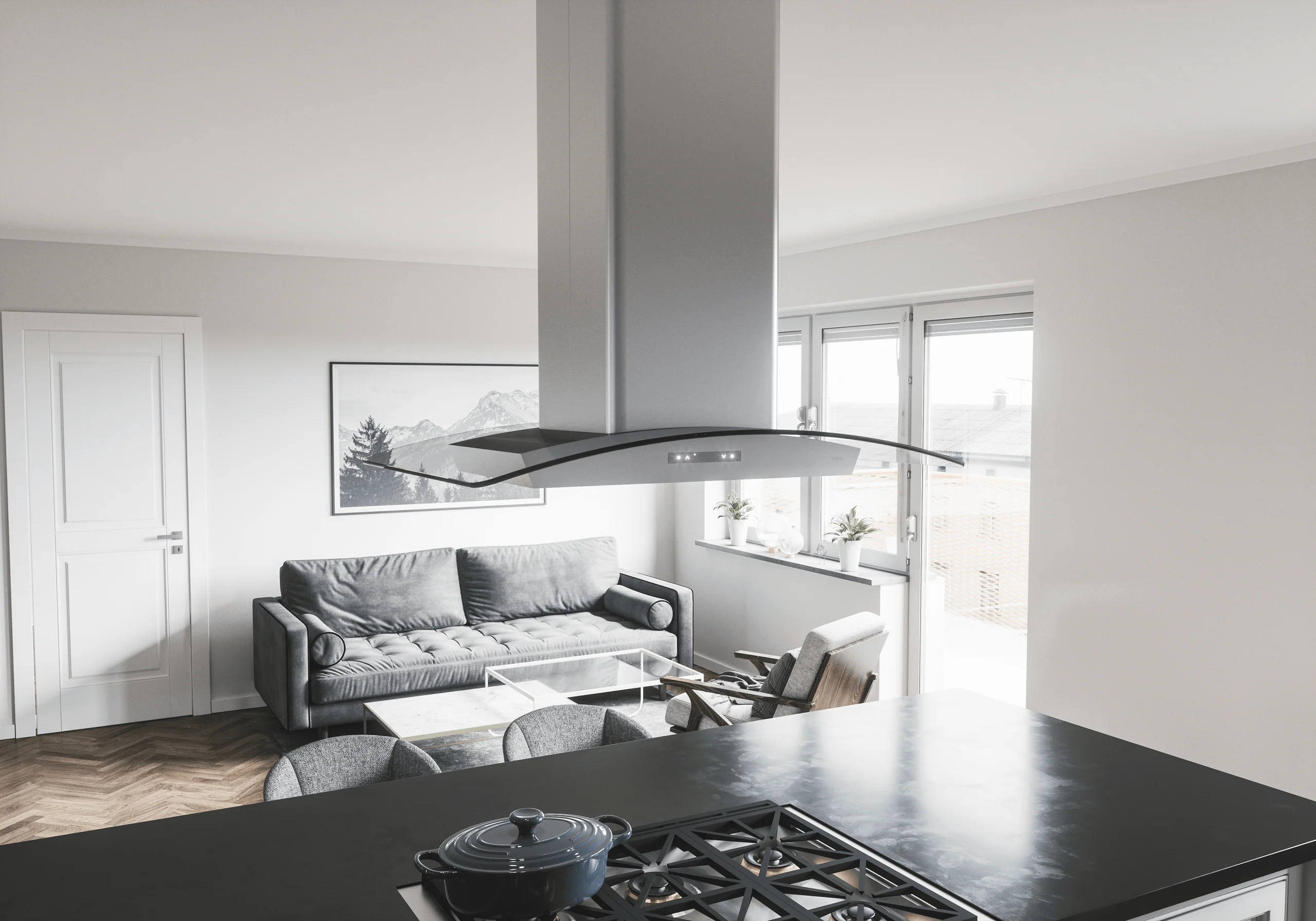 Zephyr ZMLM90CG Milano Connect Island, 90cm, SS+Glass, LED, ACT - Image 5