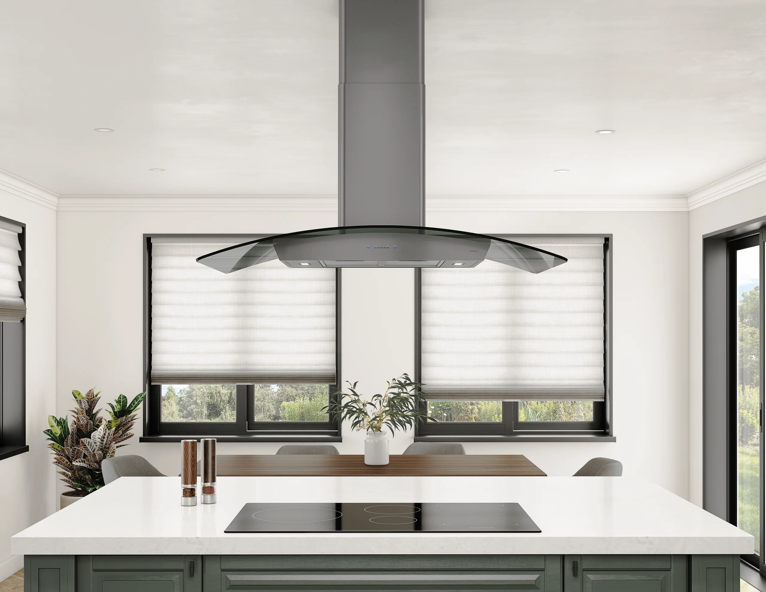 Zephyr ZREM90BBSGG Ravenna Island, 90cm, Black SS+Gray Glass, LED - Image 4