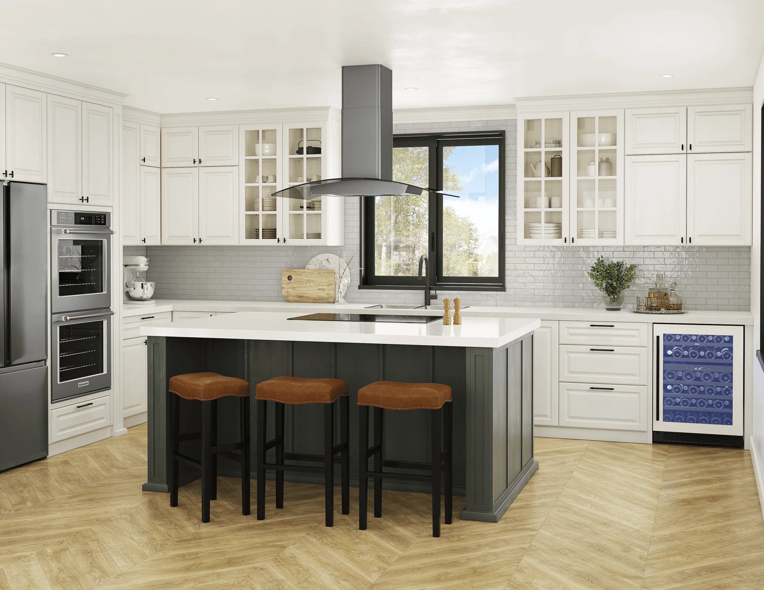Zephyr ZREM90BBSGG Ravenna Island, 90cm, Black SS+Gray Glass, LED - Image 5