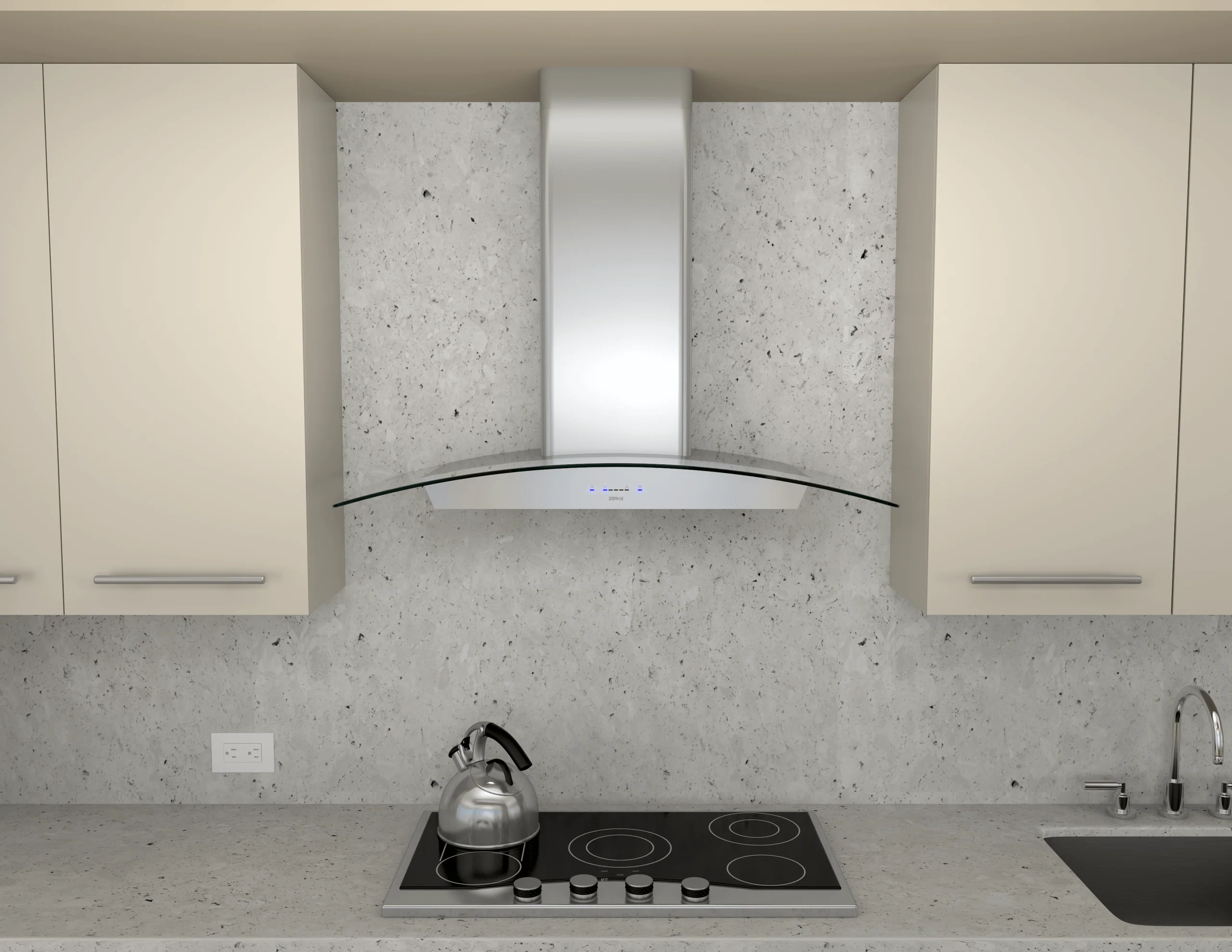 Zephyr ZRVM90BBSGG Ravenna, Wall, 90cm, Blk SS+Gray Glass, ACT, LED - Image 4
